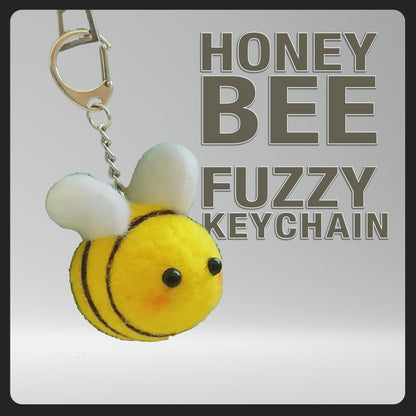 Honey Bee Fuzzy Keychain