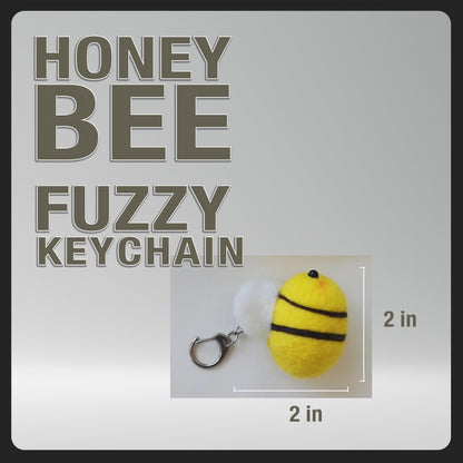 Honey Bee Fuzzy Keychain