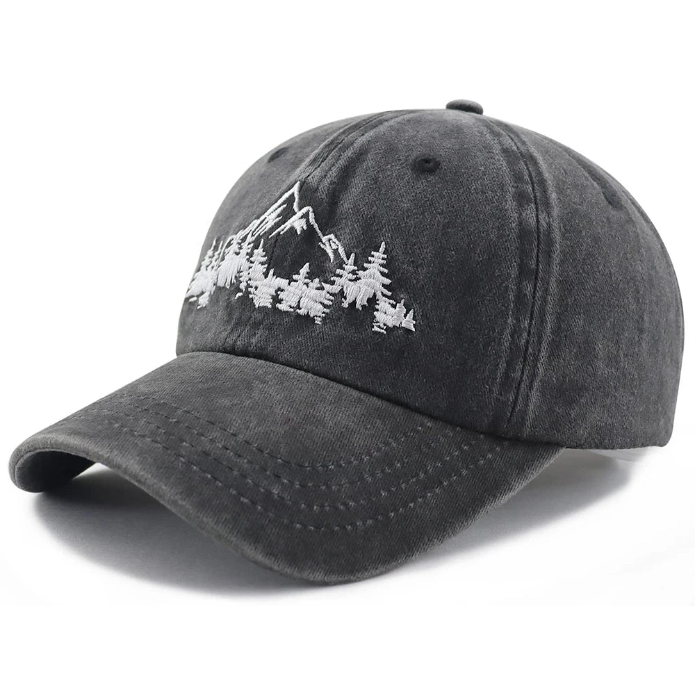 Trees and Mountains Embroidered Hat