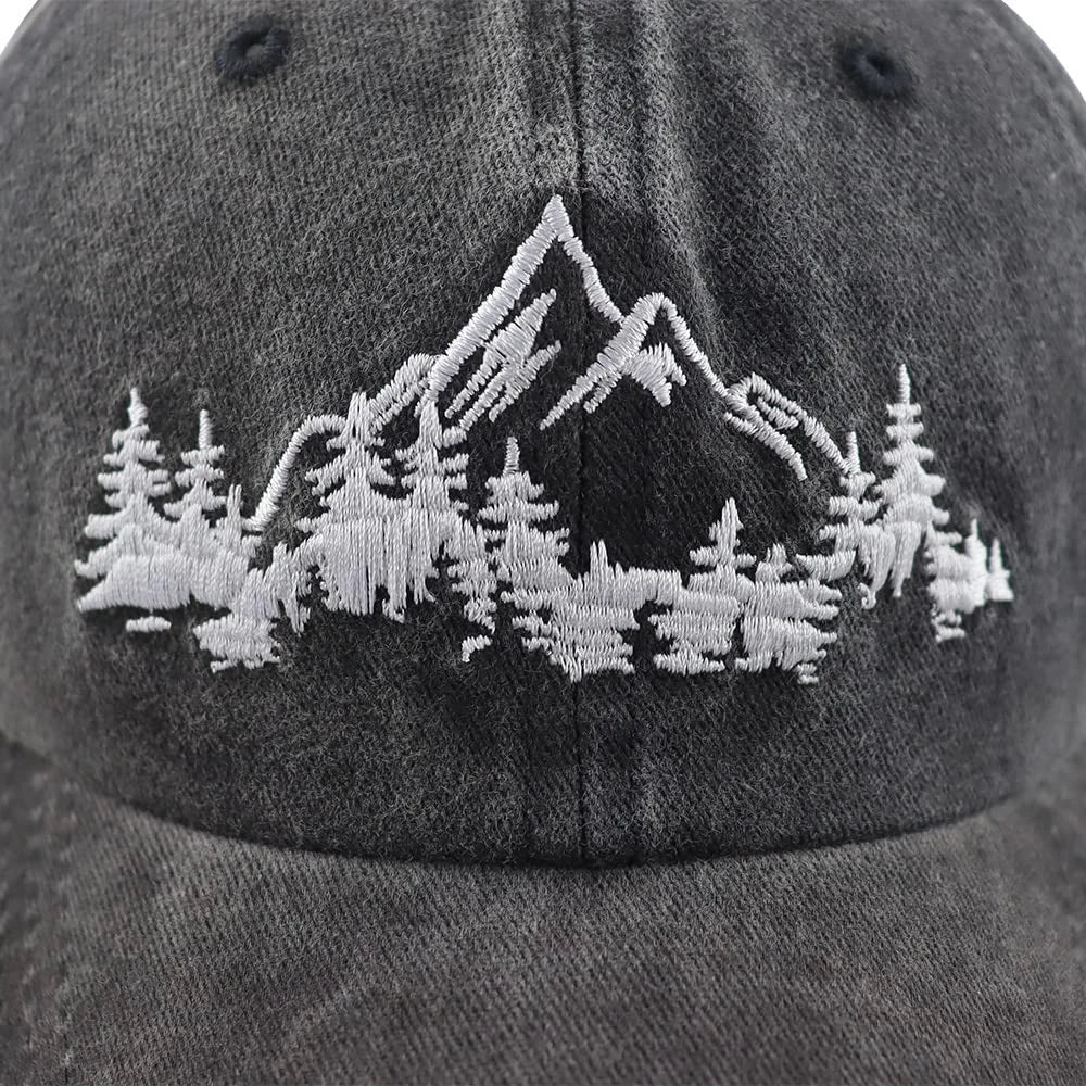 Trees and Mountains Embroidered Hat