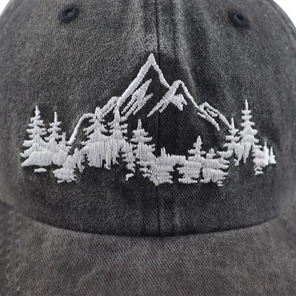 Trees and Mountains Embroidered Hat